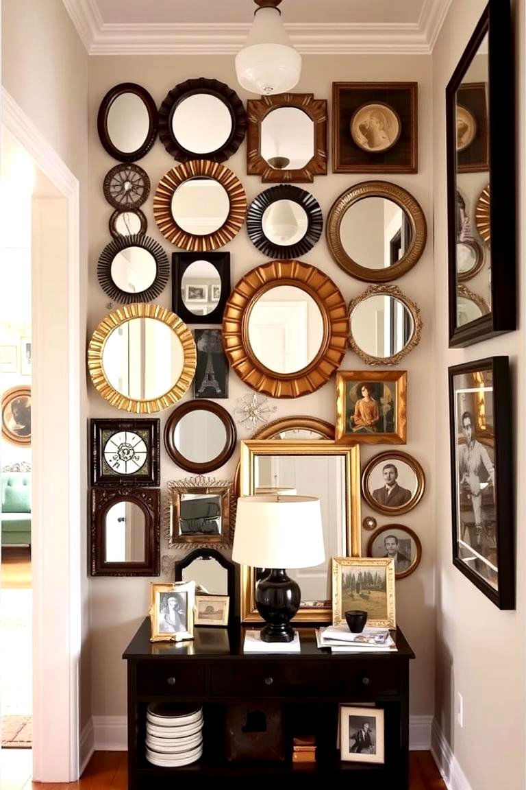 Feature a Gallery Wall with Mirrors and Art - 24 Entryway Wall Ideas