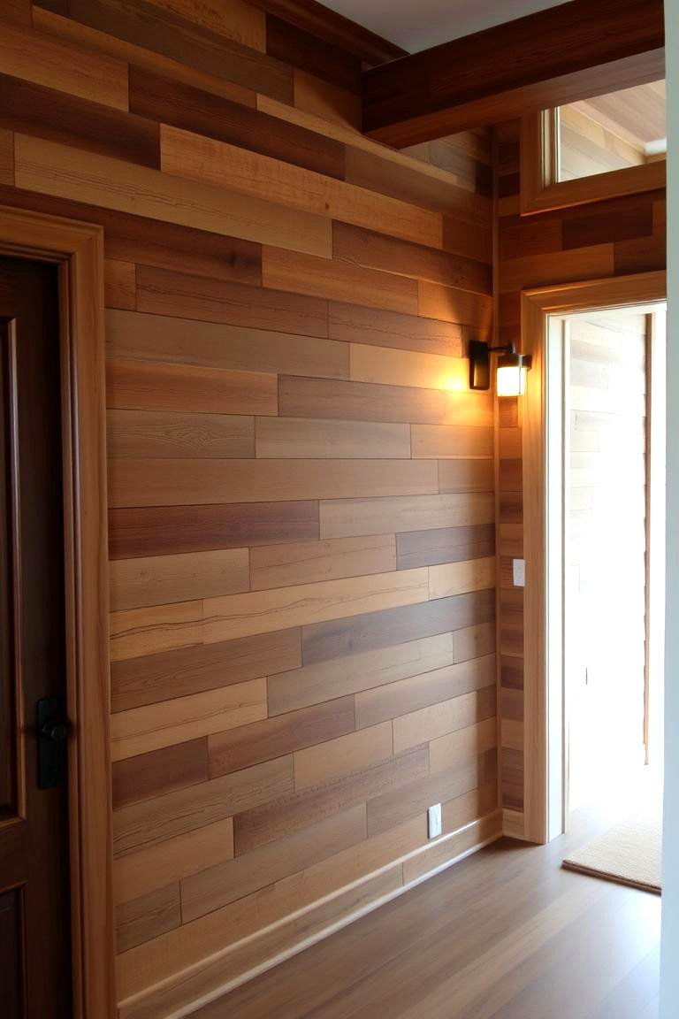 Feature a Wooden Accent Wall - 24 Entryway Wall Ideas