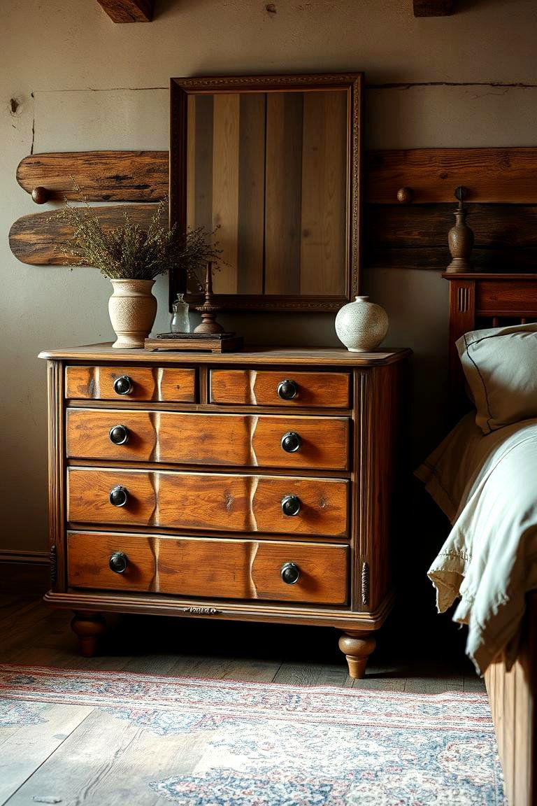 Feature an Antique Dresser - 24 Rustic Bedroom Ideas