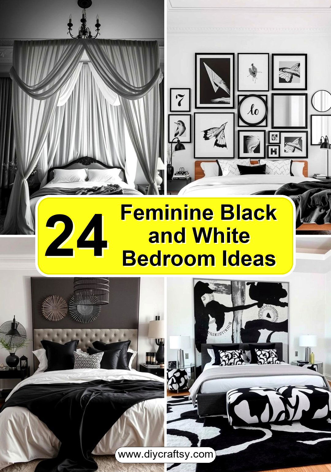 Feminine Black and White Bedroom Ideas