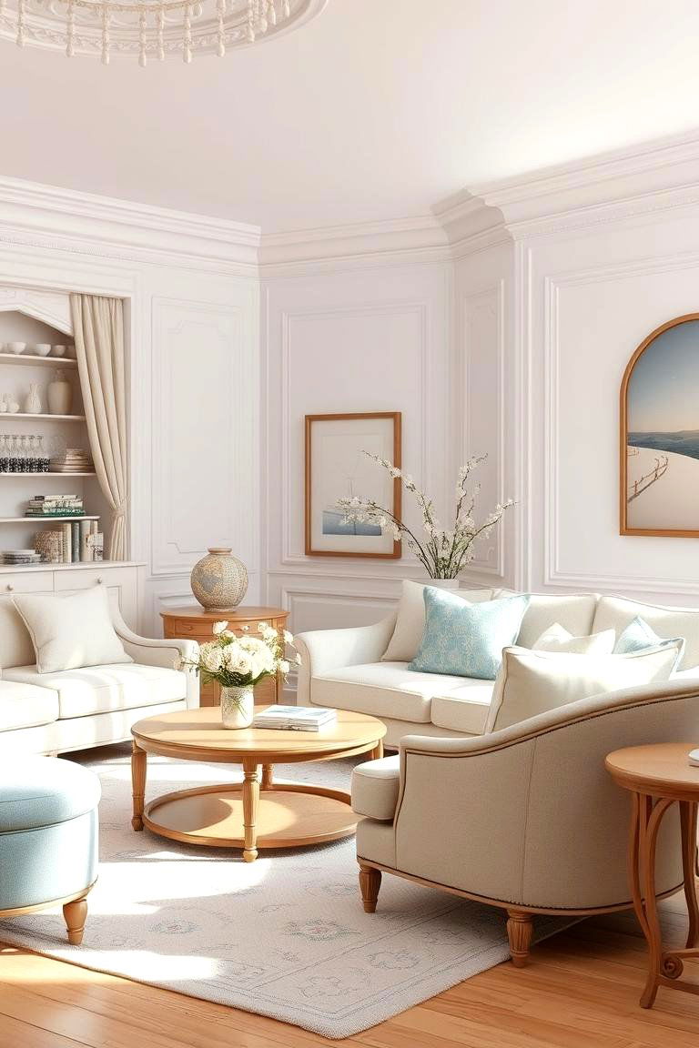 Feminine Flourish Charm - 24 blue and beige living room ideas