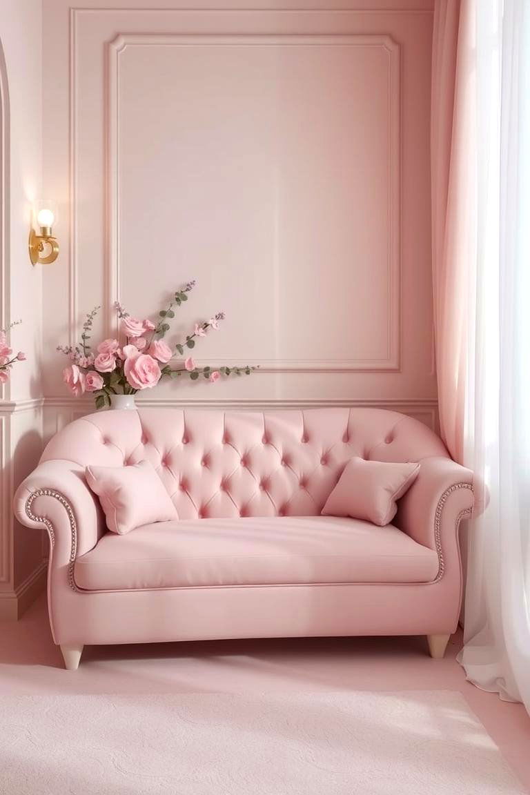 Feminine Pink Flair - 24 Pink Couch Living Room Ideas