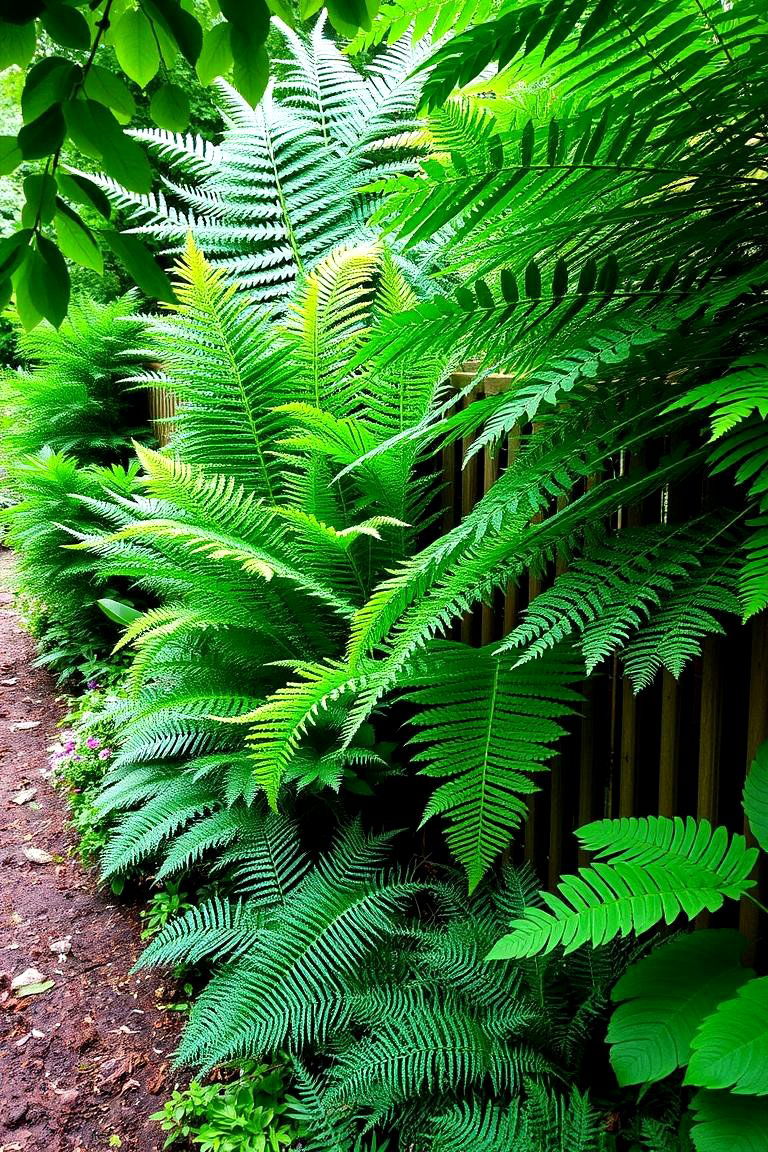 Fern and Shade Garden - 24 Simple Fence Line Landscaping Ideas