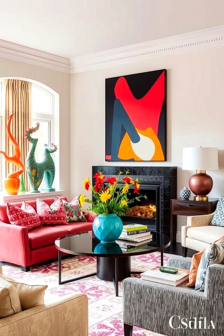 Festive Accent Pieces - 24 Colorful Living Room Ideas