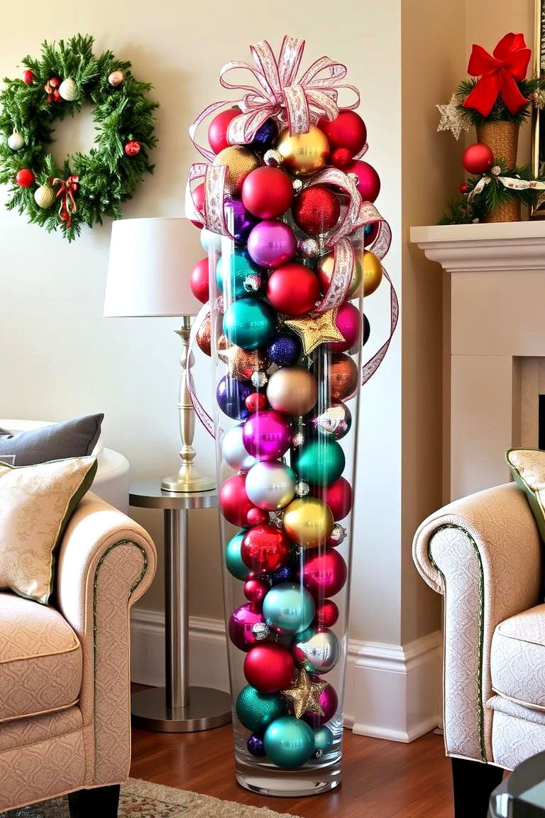 Festive Cheer with Seasonal Ornaments - 24 Large Floor Vase Decoration Ideas