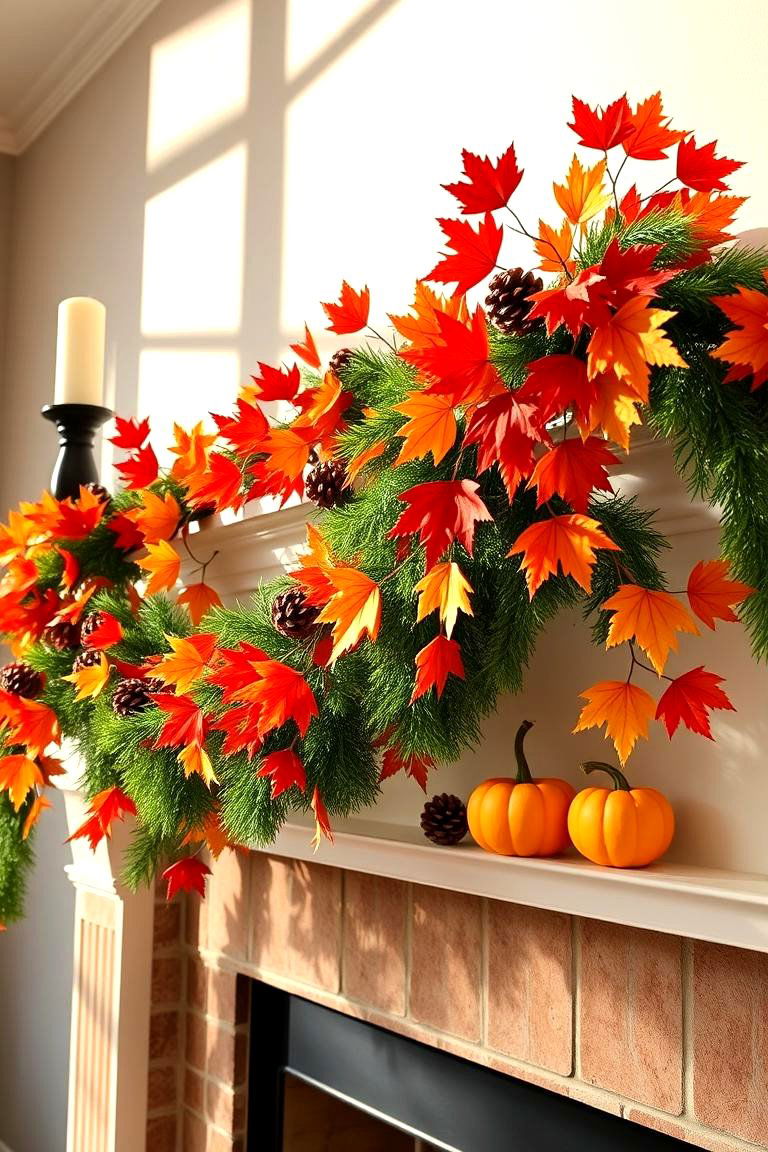 Festive Fall Foliage Garland - 24 Mantel Garland Ideas