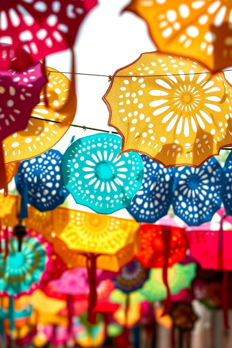 Festive Papel Picado Accents - 24 Mexican Outdoor Kitchen Ideas