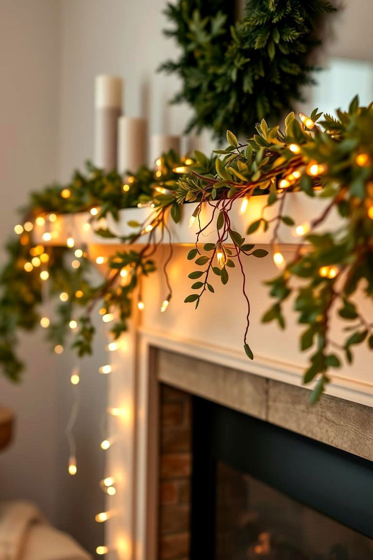 Festive String Light Garland - 24 Mantel Garland Ideas