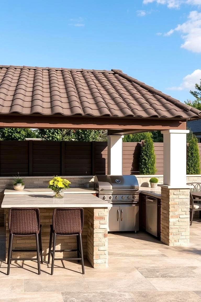 Fiber Cement Tile Roof - 24 Outdoor Kitchen Roof Ideas
