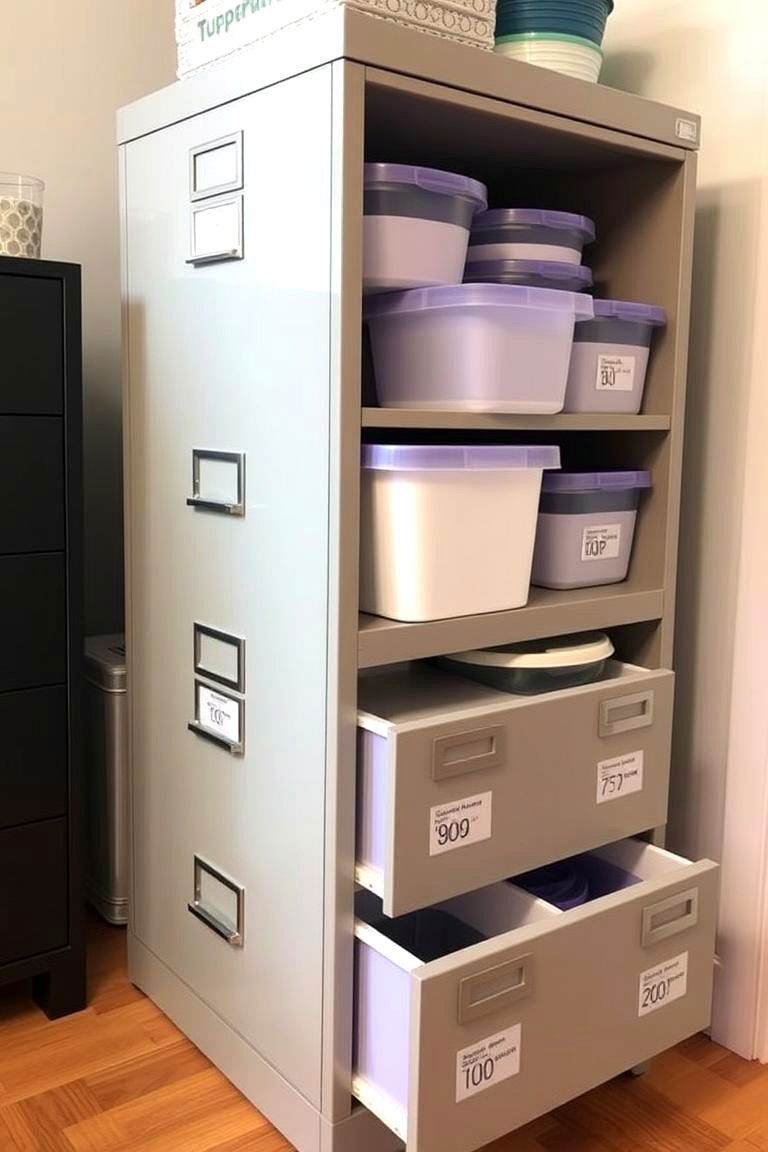 Filing Cabinet for Tupperware - 24 Tupperware Organization Ideas