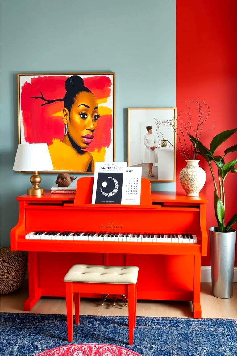 Finally Bold Piano Statement - 24 Piano Room Ideas