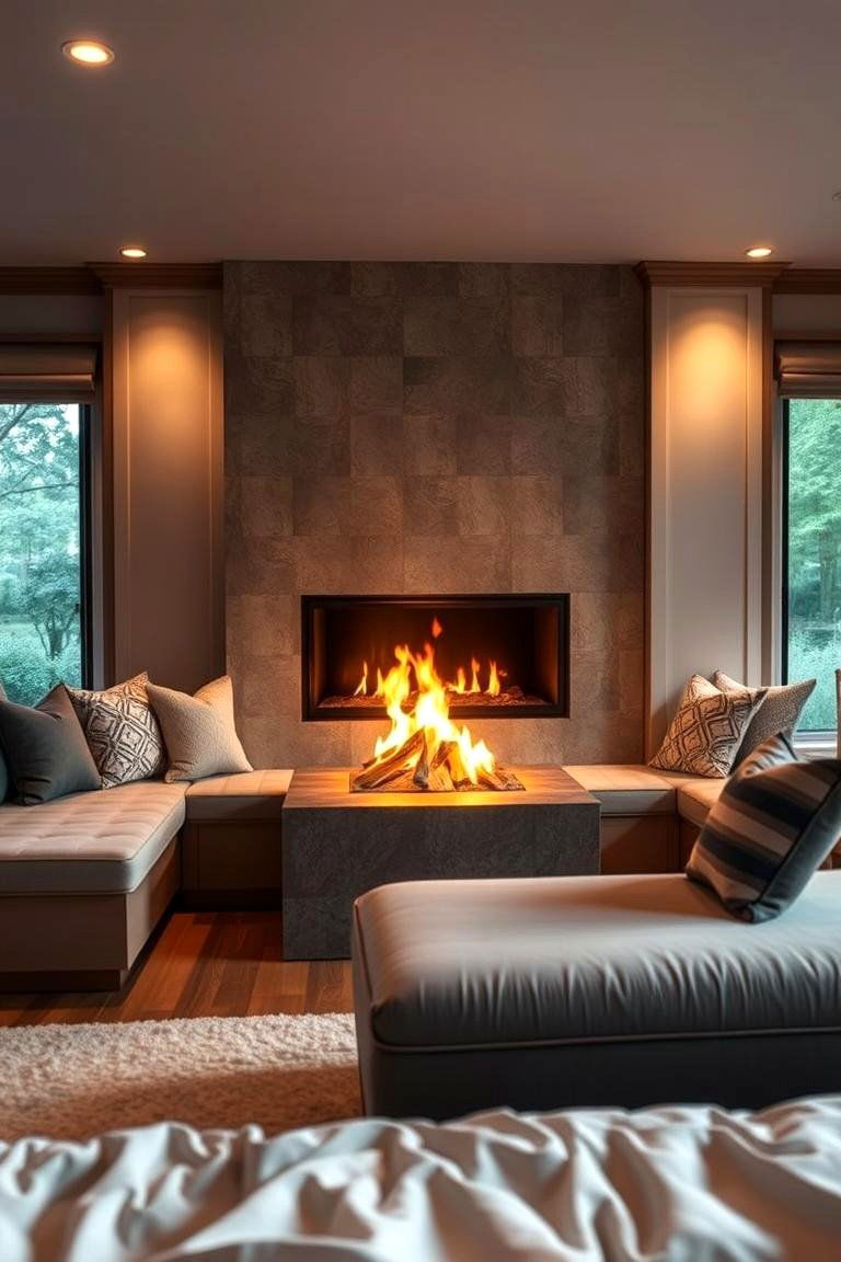 Fire Feature with Integrated Seating - 24 Bedroom Fireplace Ideas
