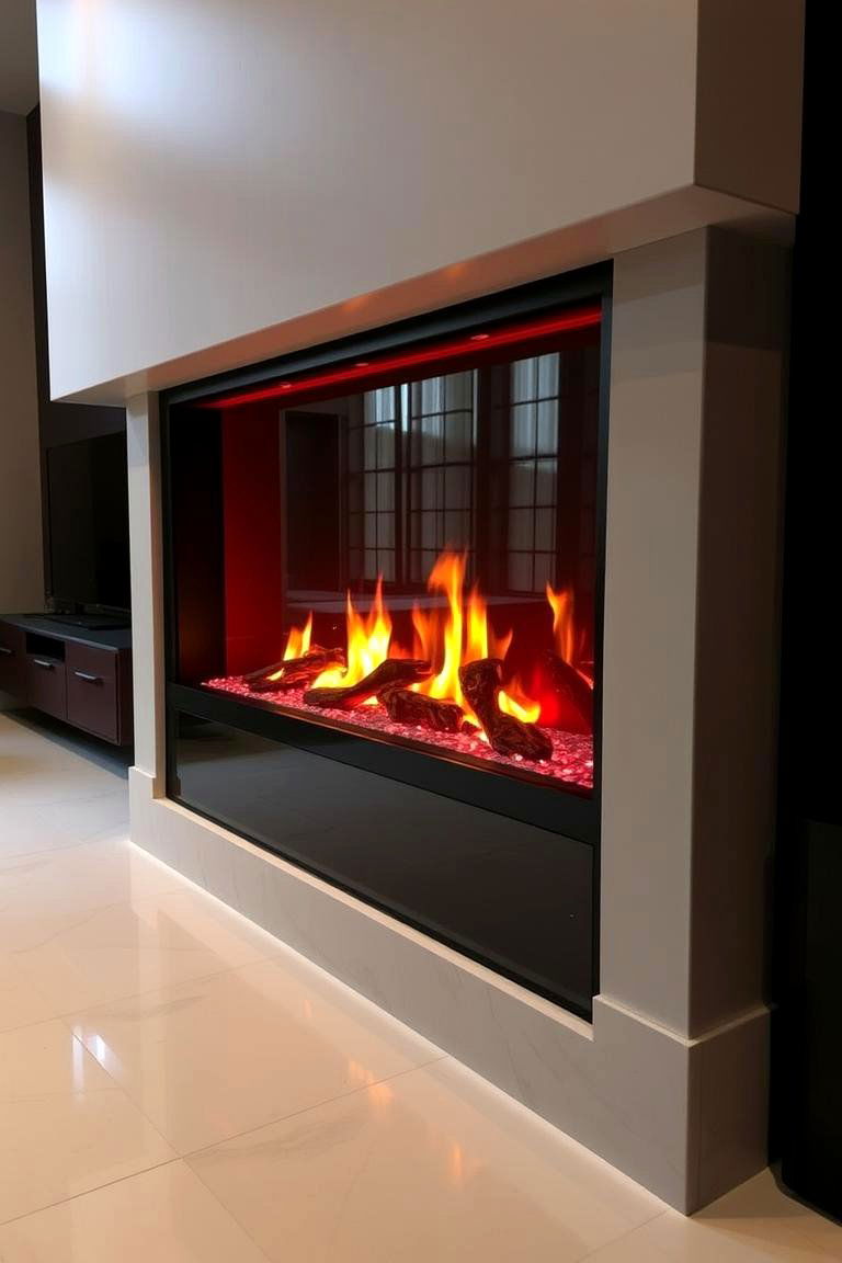 Fire Glass Lighting for a Luxe Look - 24 Fireplace Lighting Ideas