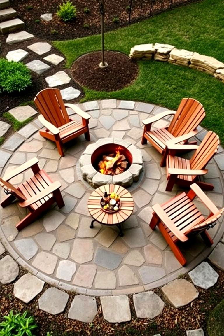 Fire Pit Dining Circle - 24 Outdoor Dining Area Ideas