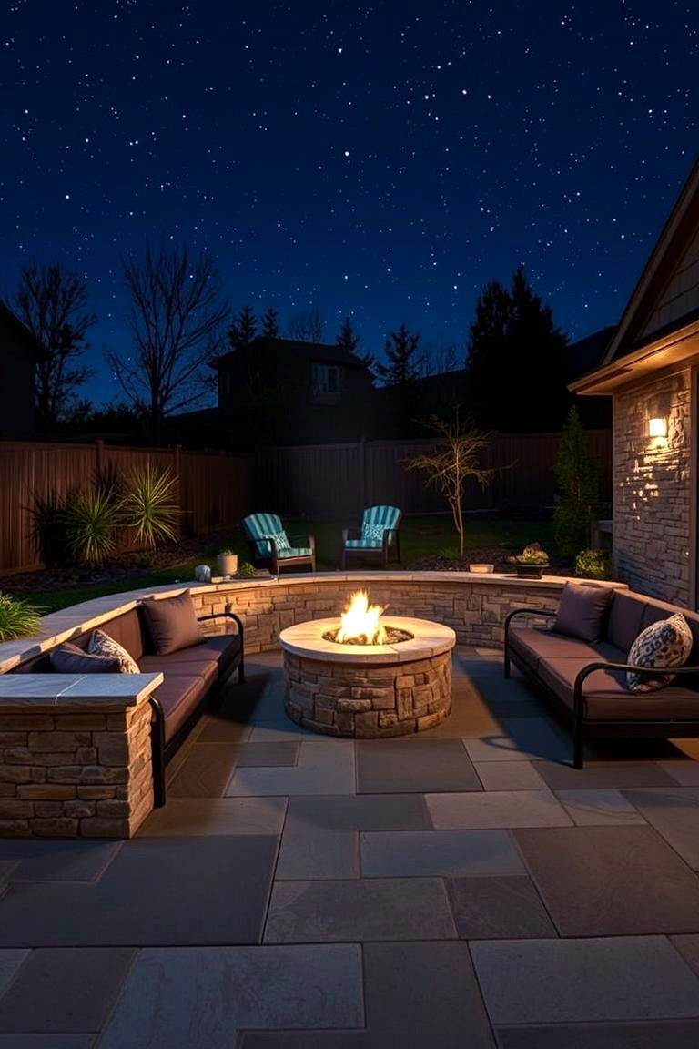 Fire Pit Lounge Area - 24 Down Sloped Backyard Ideas