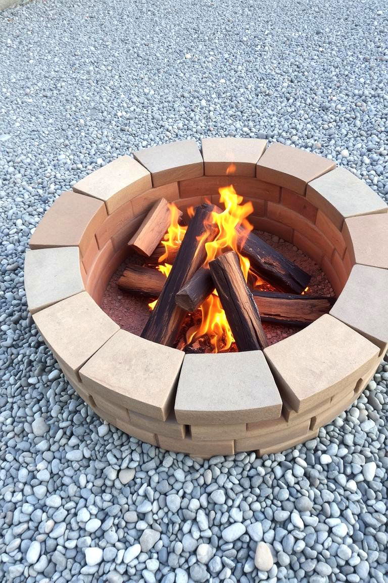 Fire Pit Surrounded by Gravel - 24 Stone Fire Pit Ideas
