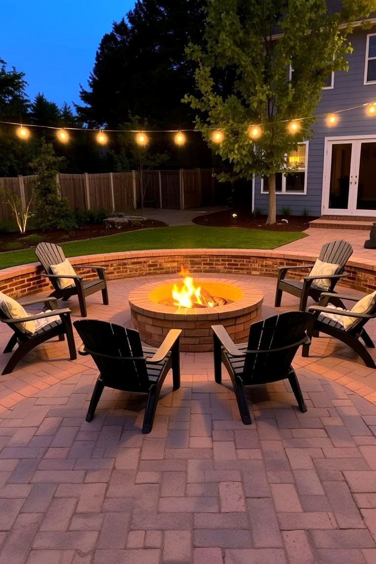 Fire Pit Surrounded by a Patio - 24 Wood Burning Fire Pit Ideas