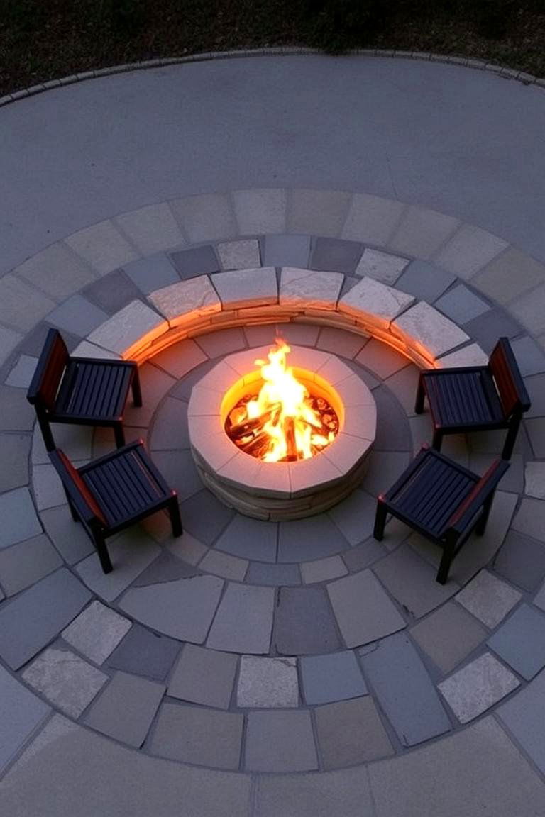 Fire Pit Surrounding Stone Design - 24 Stone Patio Ideas