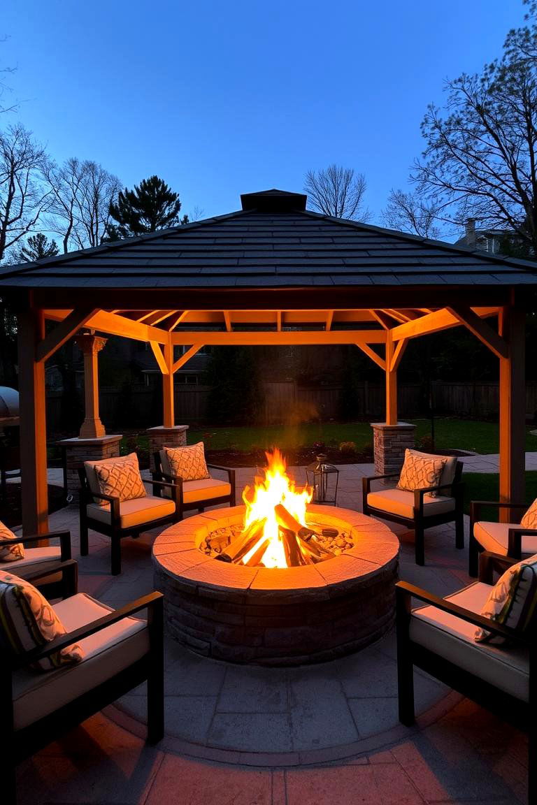 Fire Pit in a Gazebo - 24 Backyard Fire Pit Ideas Landscaping