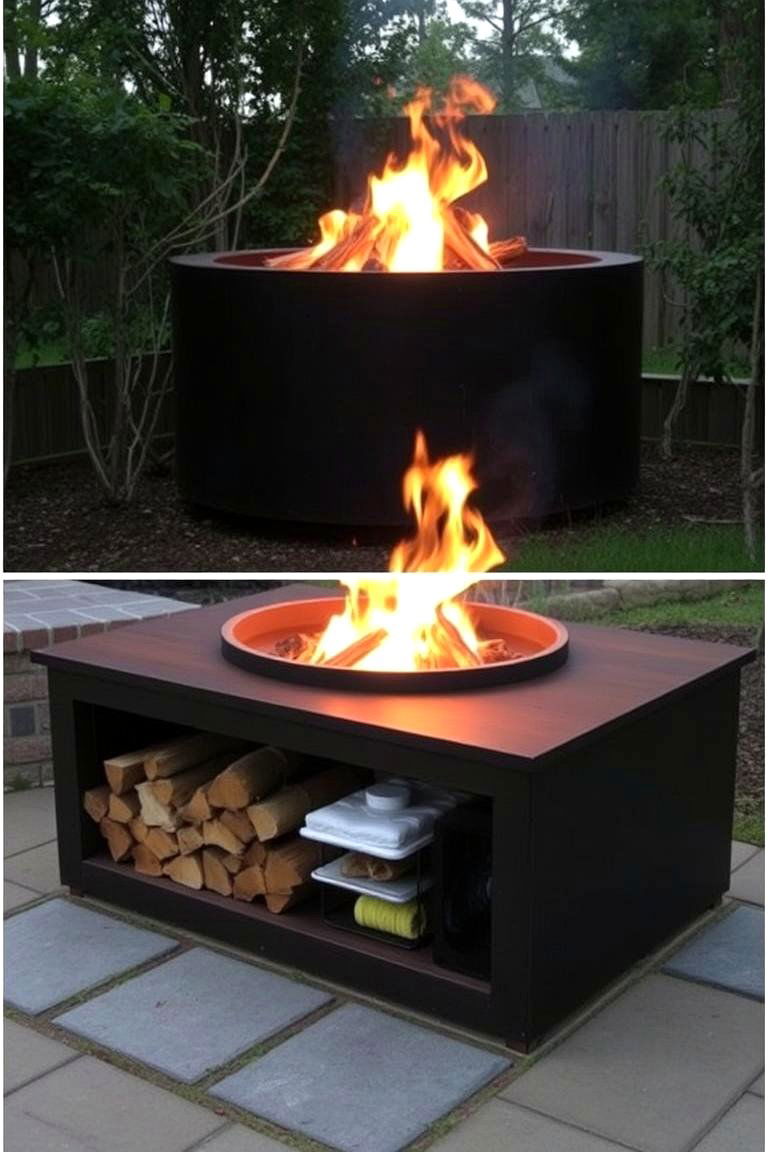 Fire Pit with Built in Storage - 24 Backyard Fire Pit Ideas Landscaping
