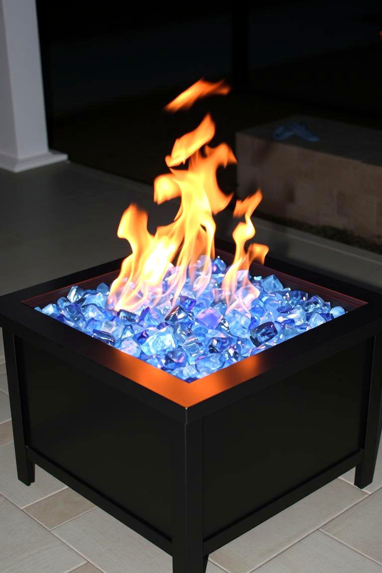 Fire Pit with Decorative Stones or Glass - 24 Wood Burning Fire Pit Ideas