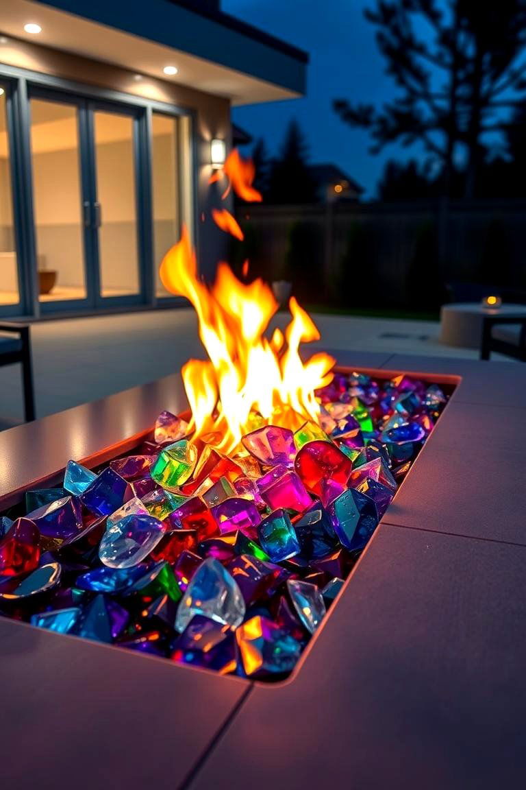 Fire Pit with Fire Glass - 24 Fire Pit Ideas