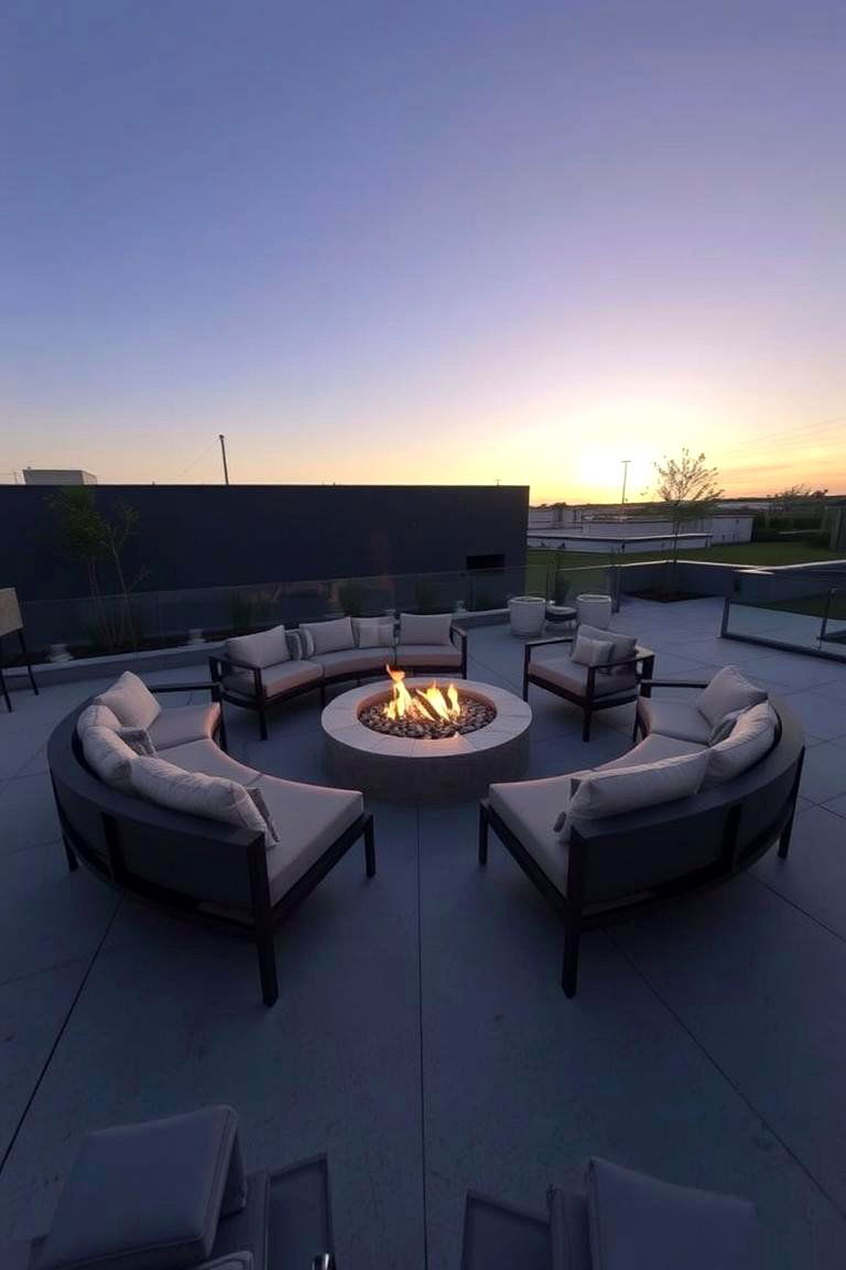 Fire Pit with Floating Seating - 24 Fire Pit Ideas