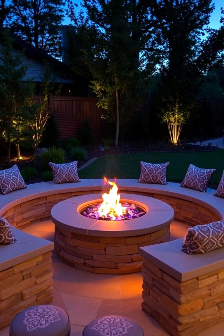Fire Pit with Integrated Seating - 24 Boulder Fire Pit Ideas