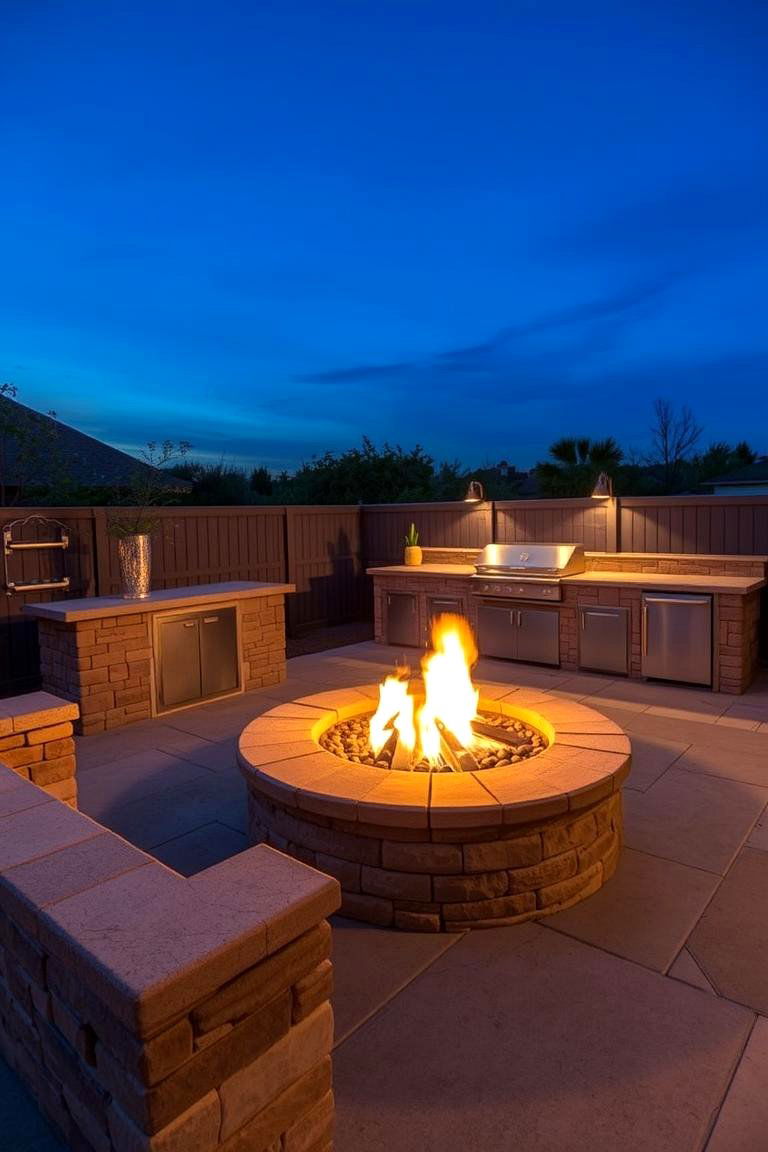 Fire Pit with Outdoor Kitchen - 24 Boulder Fire Pit Ideas