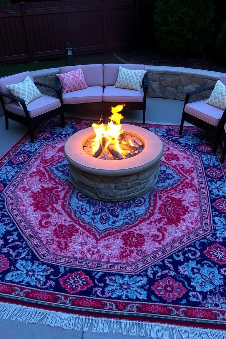 Fire Pit with Outdoor Rug - 24 Fire Pit Ideas