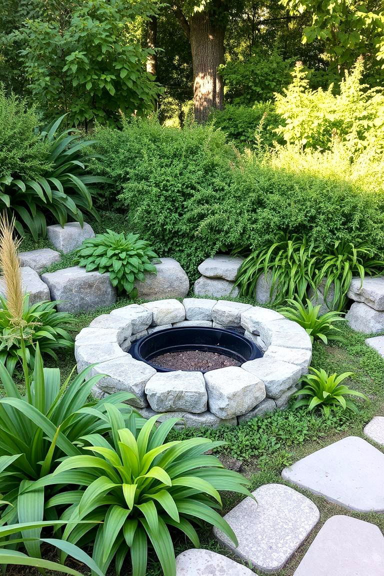 Fire Pit with Stone Fire Pit Ring - 24 Fire Pit Ideas