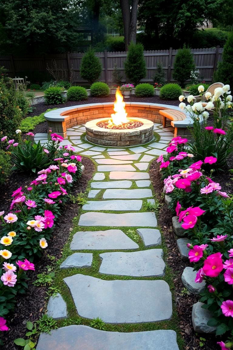 Fire Pit with Stone Pathway - 24 Backyard Fire Pit Ideas Landscaping