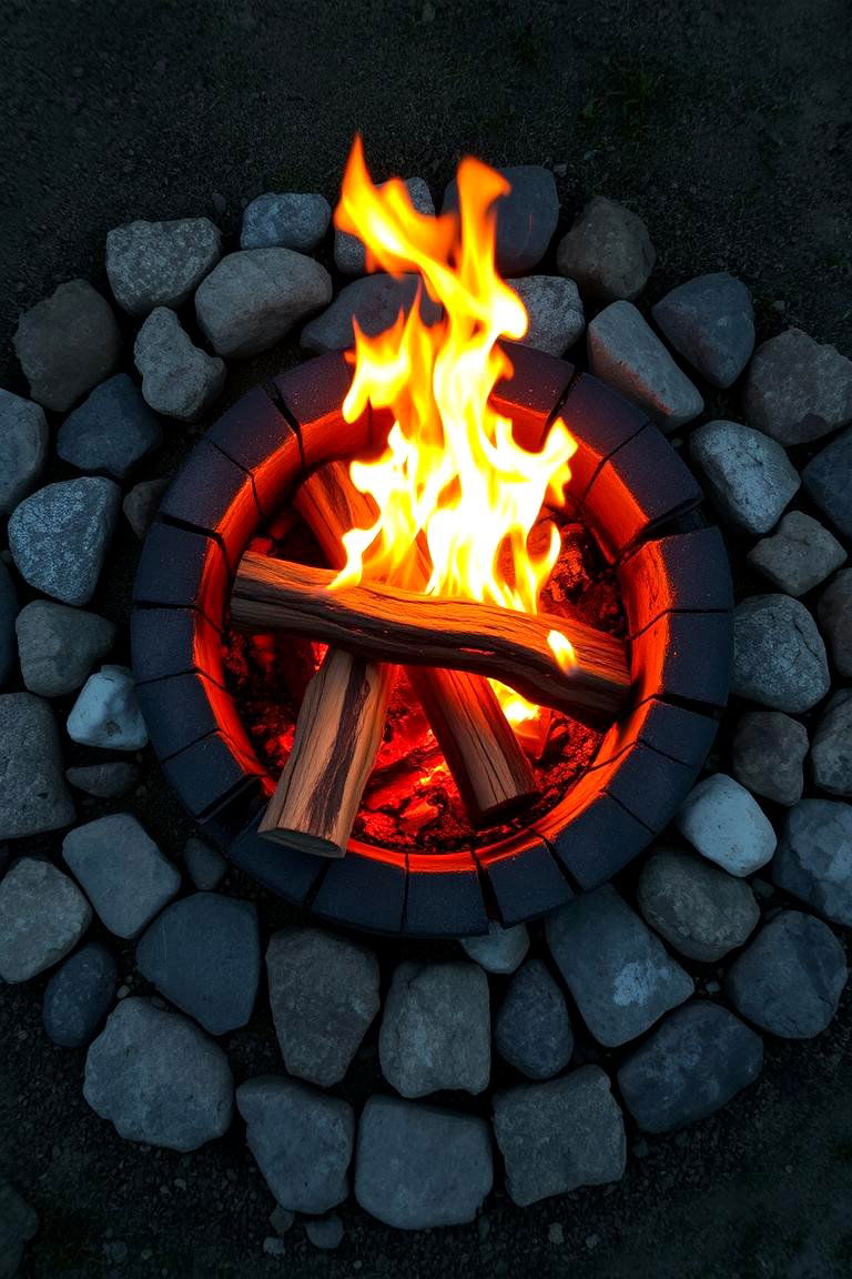 Fire Pit with Stone Surround Gathering - 24 Rustic Landscaping Ideas