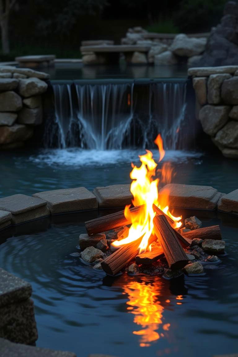 Fire Pit with Water Feature - 24 Fire Pit Ideas
