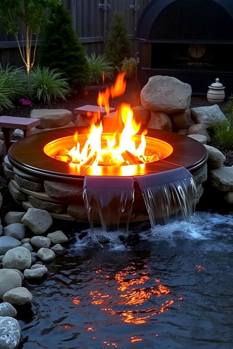 Fire Pit with Water Features - 24 Backyard Fire Pit Ideas Landscaping