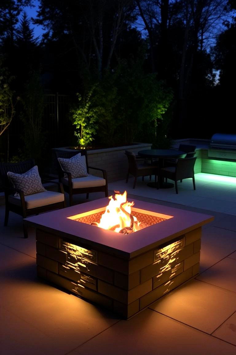 Fire Pits with Integrated Lighting - 24 Garden Lighting Ideas