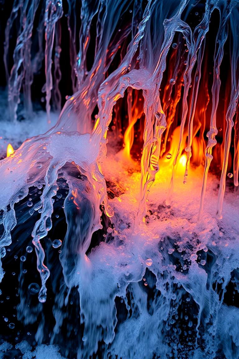 Fire and Water Contrast Feature - 24 Pondless Waterfall Design Ideas