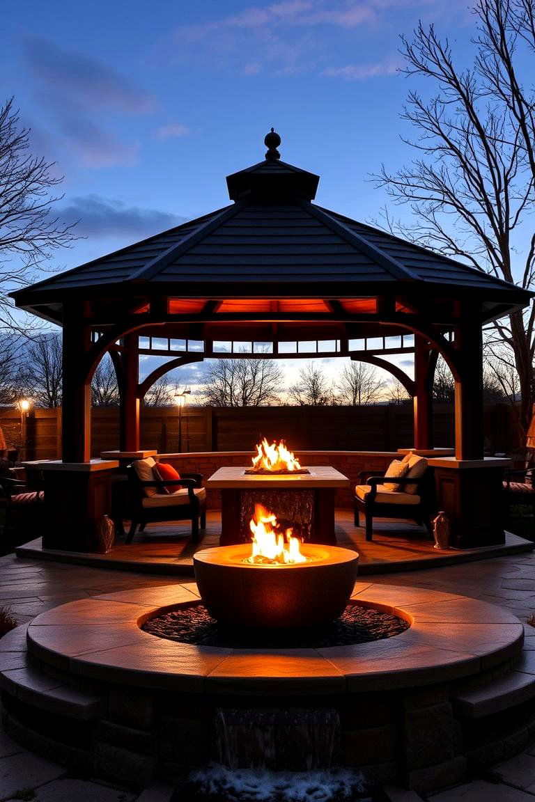 Fire and Water Feature Gazebo - 24 Pool Gazebo Ideas