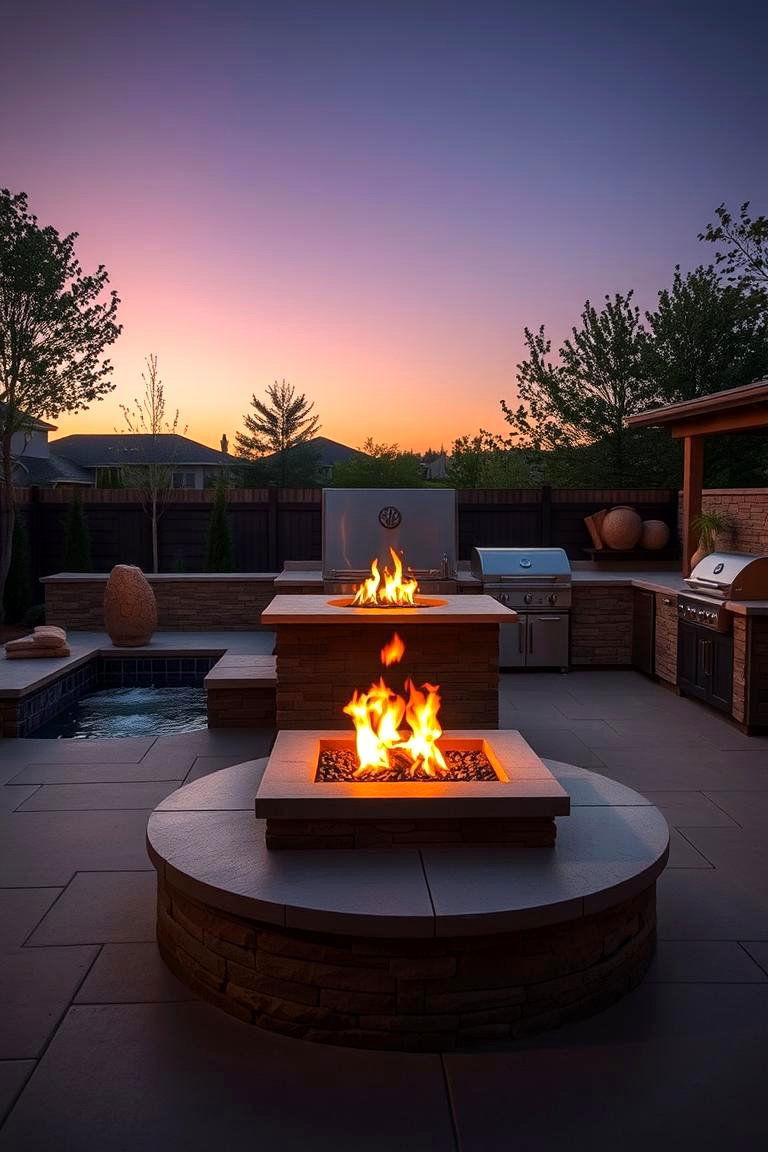 Fire and Water Feature Kitchen - 24 Luxury Outdoor Kitchen Ideas