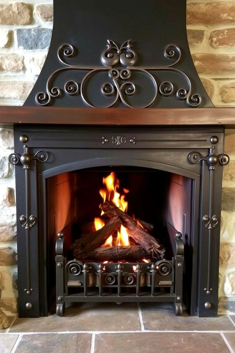 Firebox with Artisan Metalwork - 24 Craftsman-style Fireplace Ideas