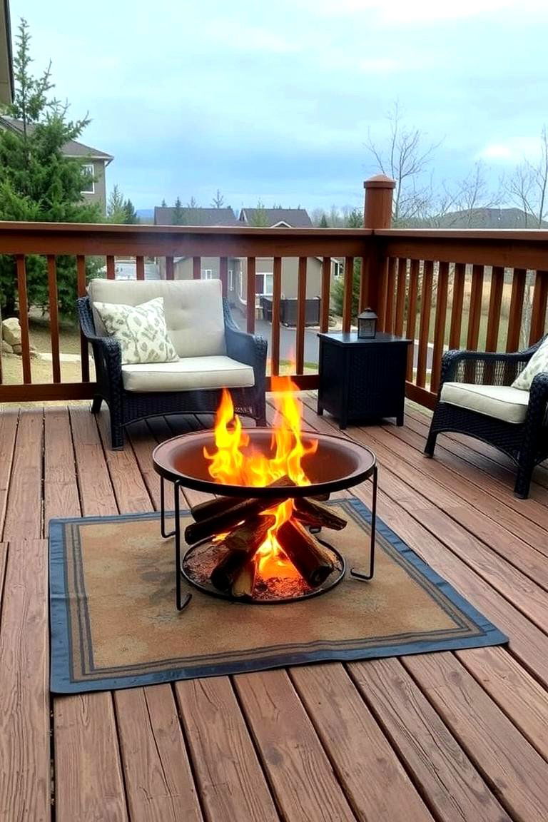 Firepit on a Wooden Deck - 24 Patio Ideas With Firepit