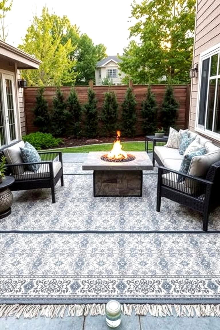 Firepit with Outdoor Rug - 24 Patio Ideas With Firepit