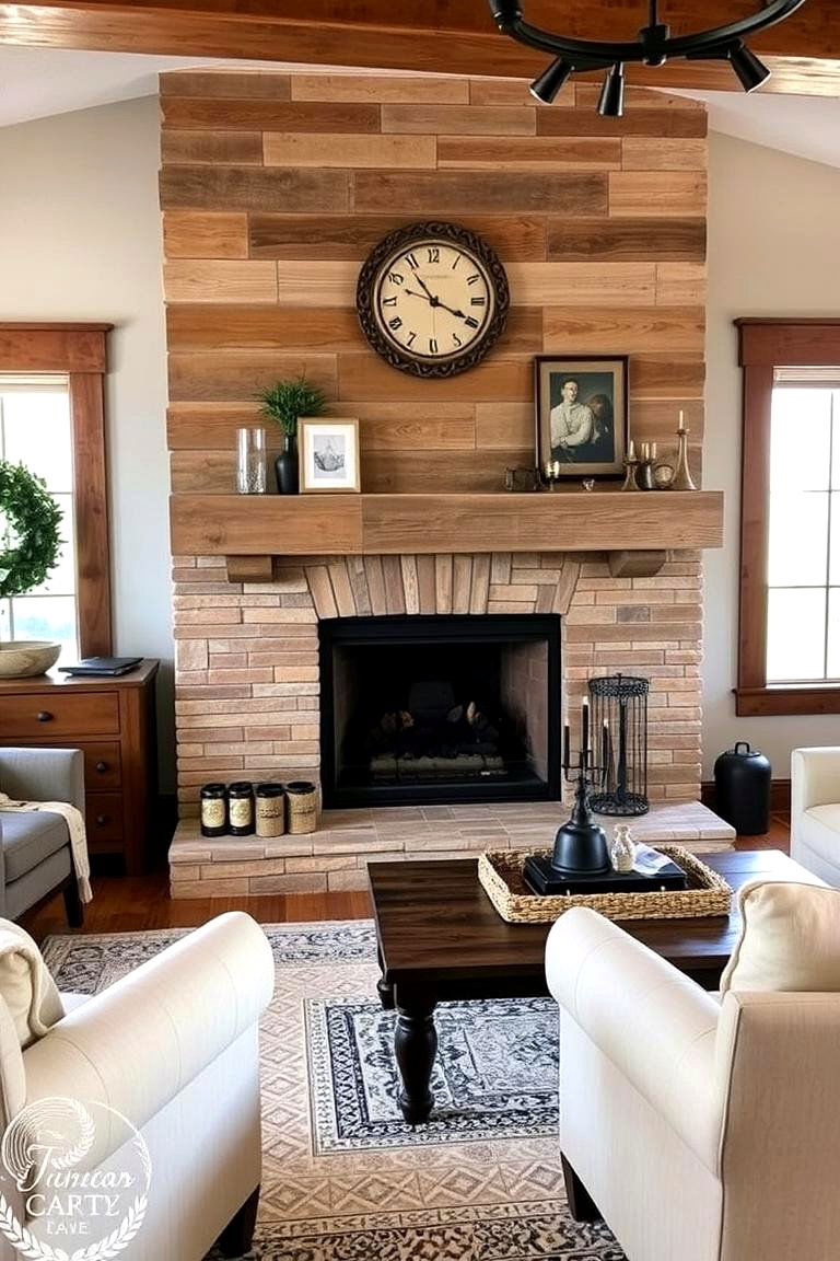 Fireplace Mantel Design - 24 Rustic Living Room Ideas