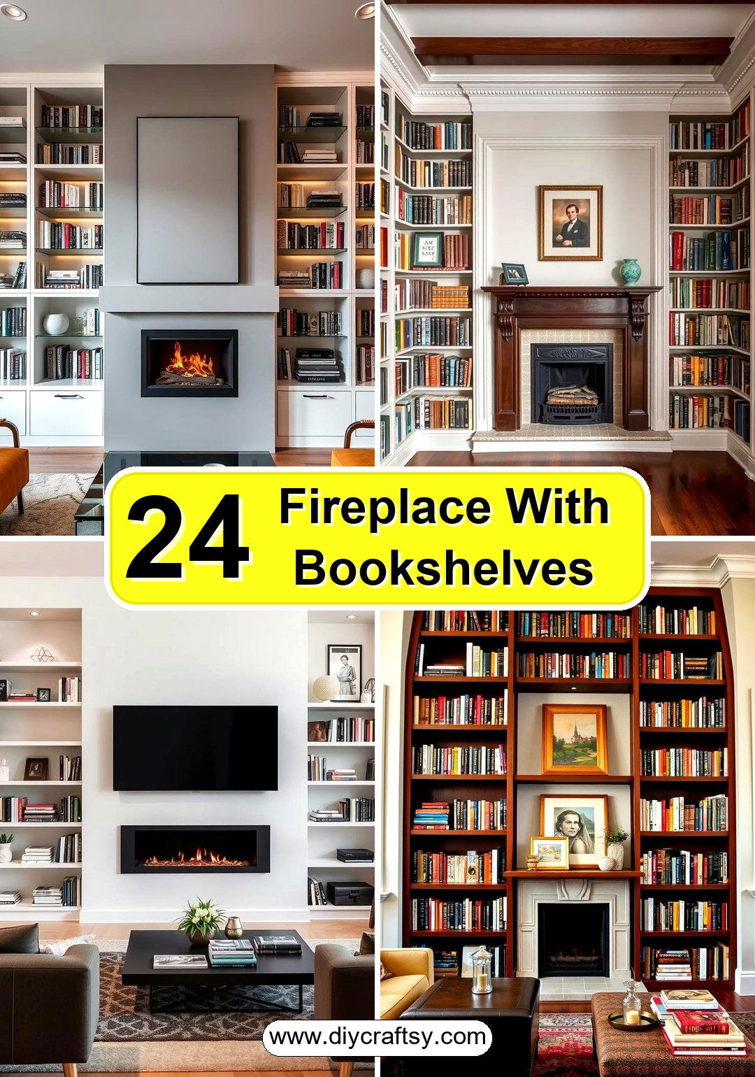 Fireplace With Bookshelves