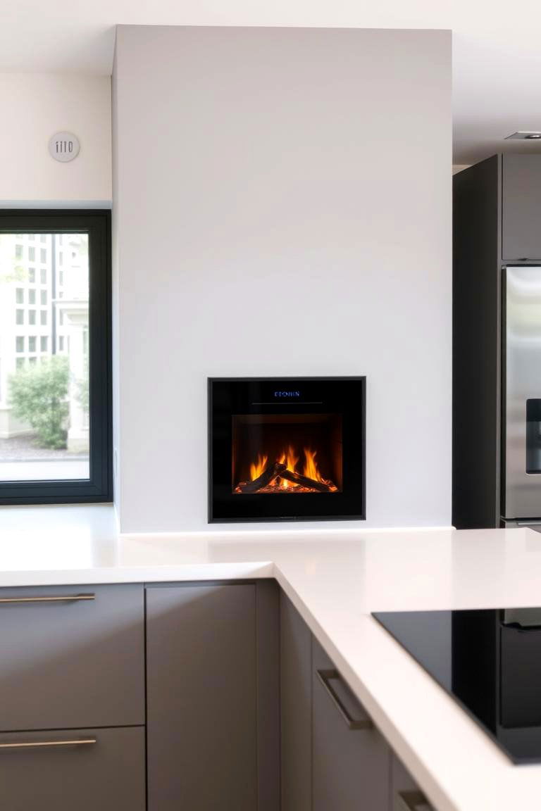 Fireplace as a Subtle Accent - 24 Kitchens With Fireplaces