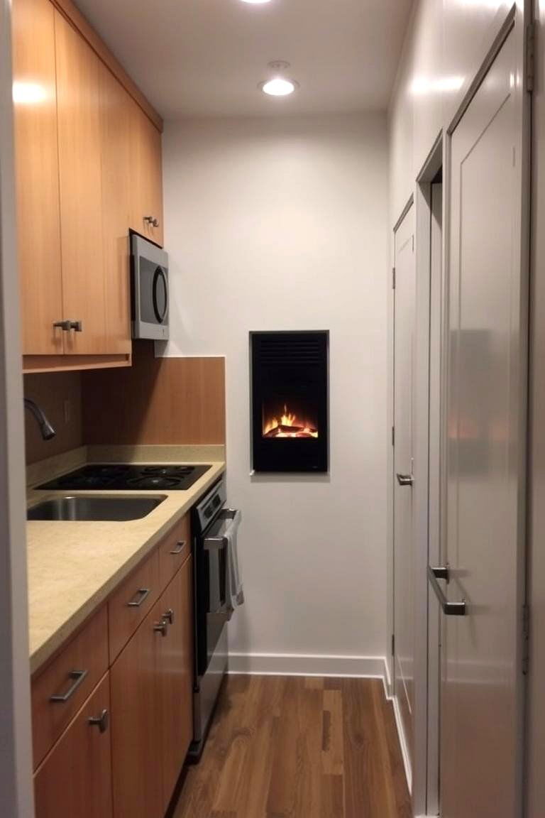 Fireplace in a Galley Kitchen - 24 Kitchens With Fireplaces