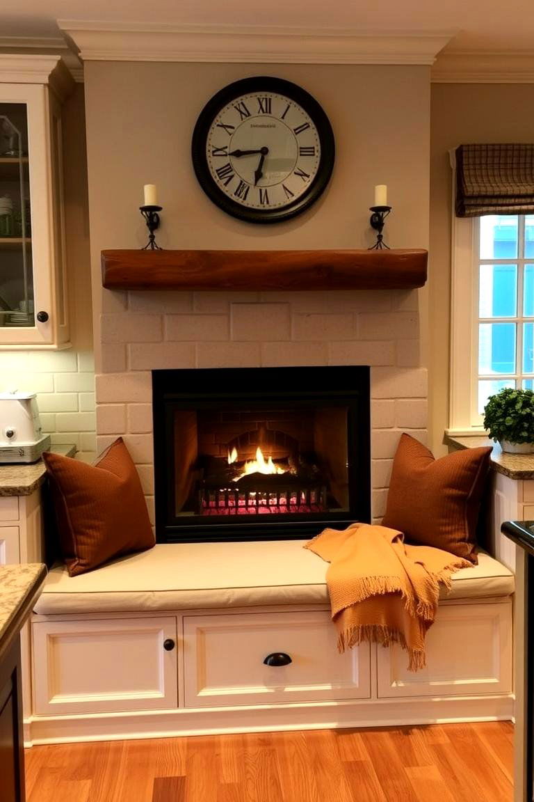 Fireplace with Built In Seating - 24 Kitchens With Fireplaces