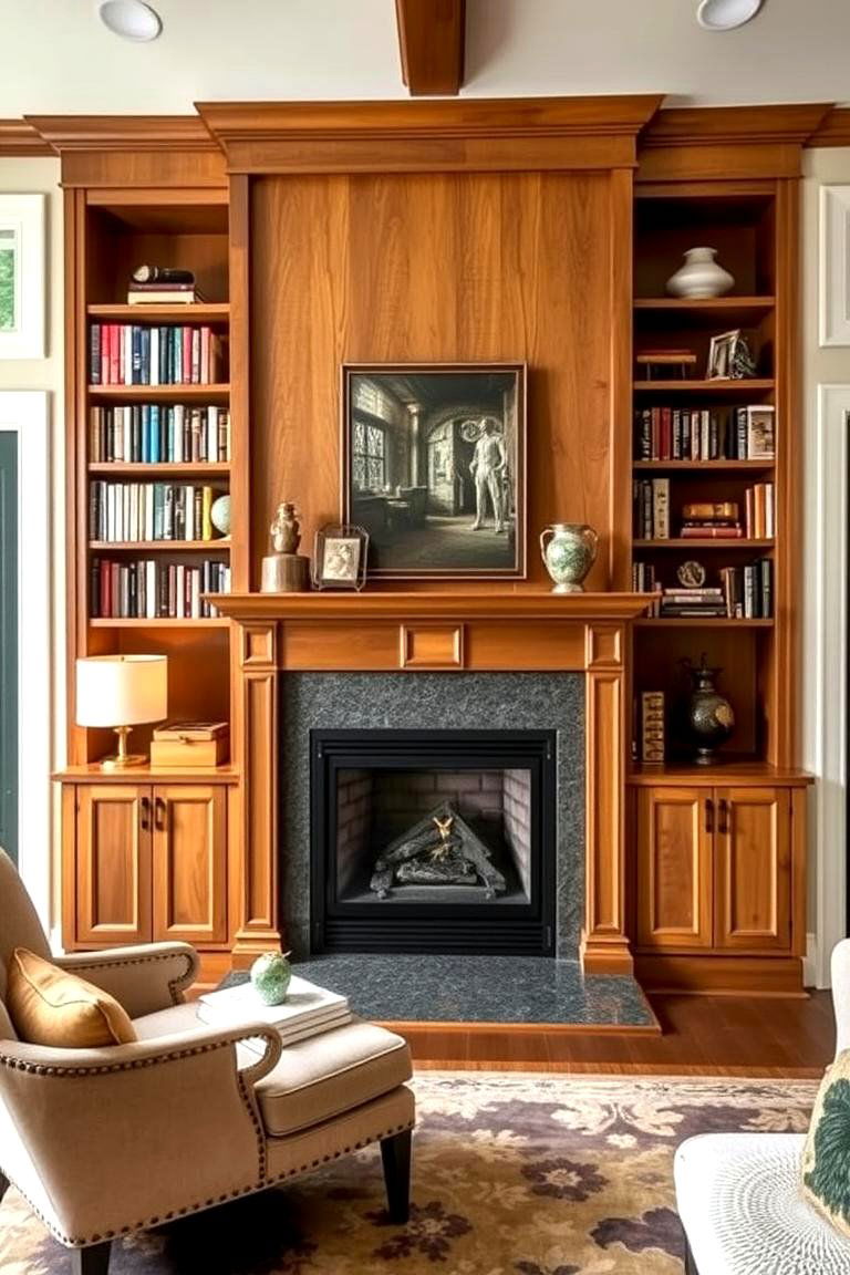 Fireplace with Built in Bookshelves - 24 Home Office With Fireplace Ideas