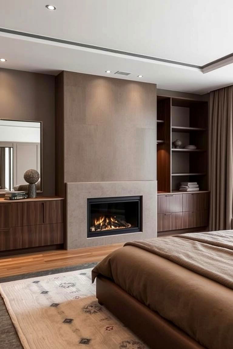 Fireplace with Hidden Storage - 24 Bedroom Fireplace Ideas