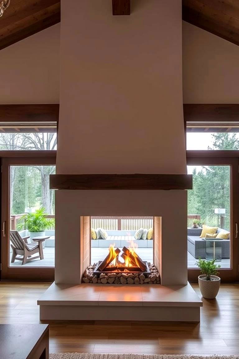 Fireplace with Sliding Glass Doors - 24 Craftsman-style Fireplace Ideas